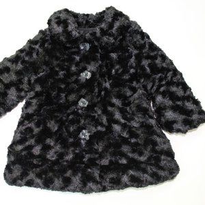 Calvin Klein Jeans Black Faux Fur Coat Jacket 12M